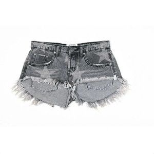 One X One Teaspoon Bonitas Star Mid Rise Button Fly Curve Hem Denim